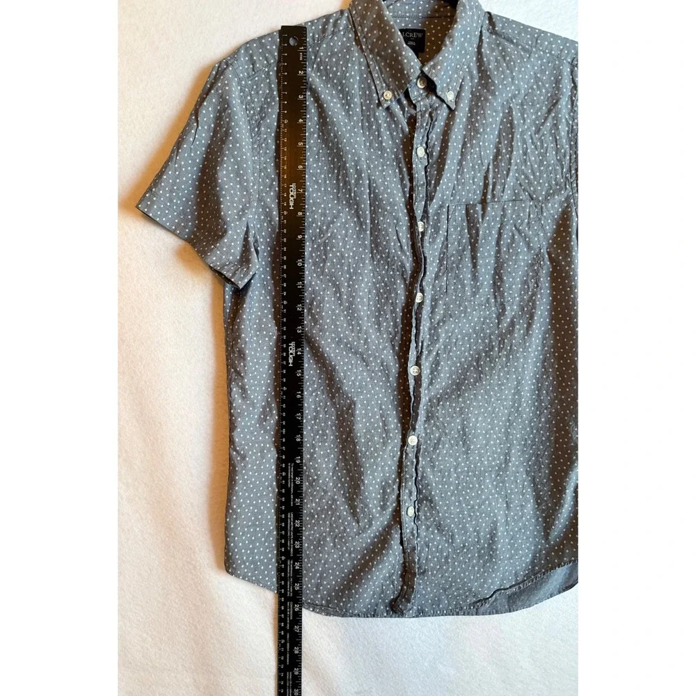 J.Crew Mens Short Sleeve Button Down Shirt Gray Dot Print Size‎ Small